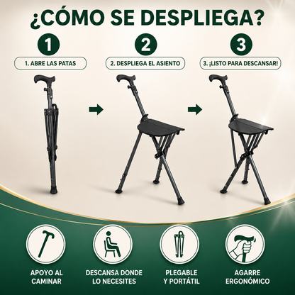 Bastón Multifuncional Ergomax® | Estabilidad y confianza en cada paso