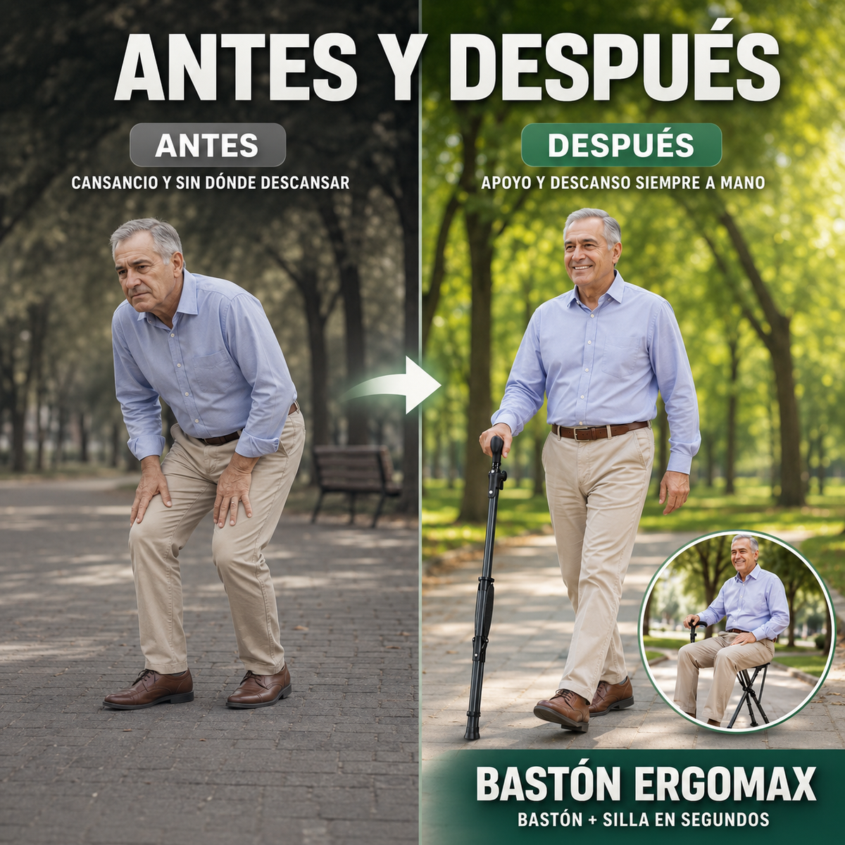 Bastón Multifuncional Ergomax® | Estabilidad y confianza en cada paso