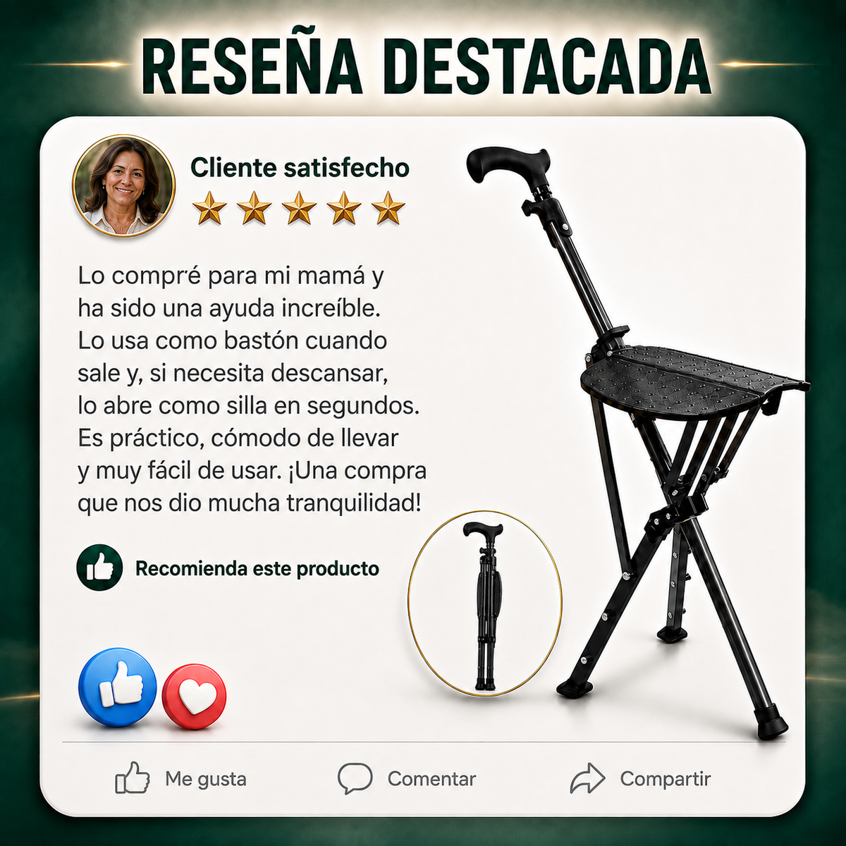 Bastón Multifuncional Ergomax® | Estabilidad y confianza en cada paso