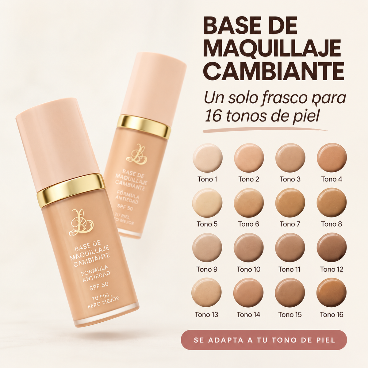 Legacare® | La Base Cambiante 4 en 1 que se Adapta a tu Tono y Hace que la Piel Madura se Vea Años Más Joven