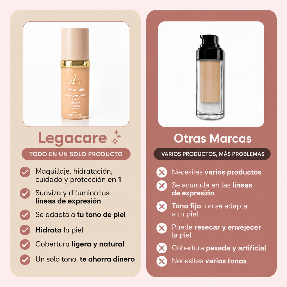 Legacare® | La Base Cambiante 4 en 1 que se Adapta a tu Tono y Hace que la Piel Madura se Vea Años Más Joven