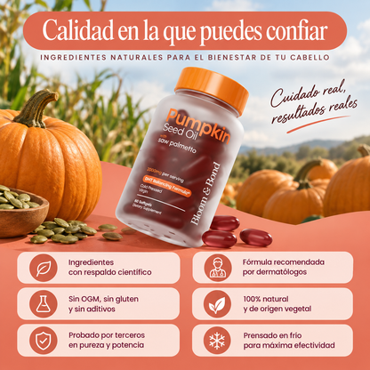 Pumpkin Seed Oil Softgels - Menos caída en 26 días o menos